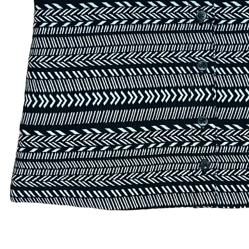Anthropologie Maeve Sz 4 Geometric Aztec Skirt Button Up Black White Tribal Boho